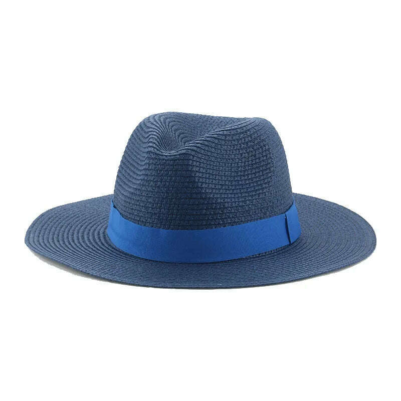 KIMLUD, Hats for Women Bucket Sun Hats Ribbon Band Men Hat Straw Summer Panama Formal Outdoor Party Picnic Bucket Hat Sombreros De Mujer, navy / 56-58cm(adults), KIMLUD Womens Clothes