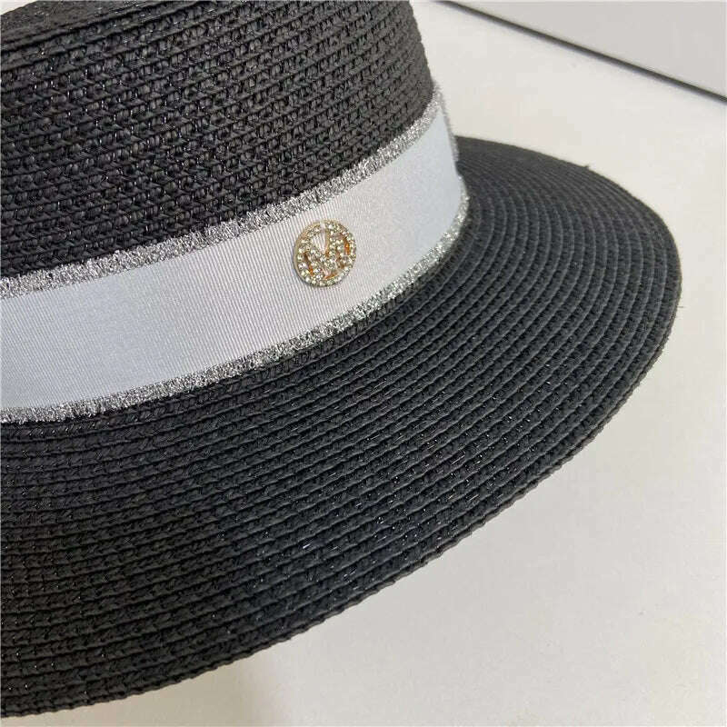 hats for women pearl top hat french summer sun protection wedding wide brim straw hat women floppy beach hat chapeu feminino, KIMLUD Women's Clothes