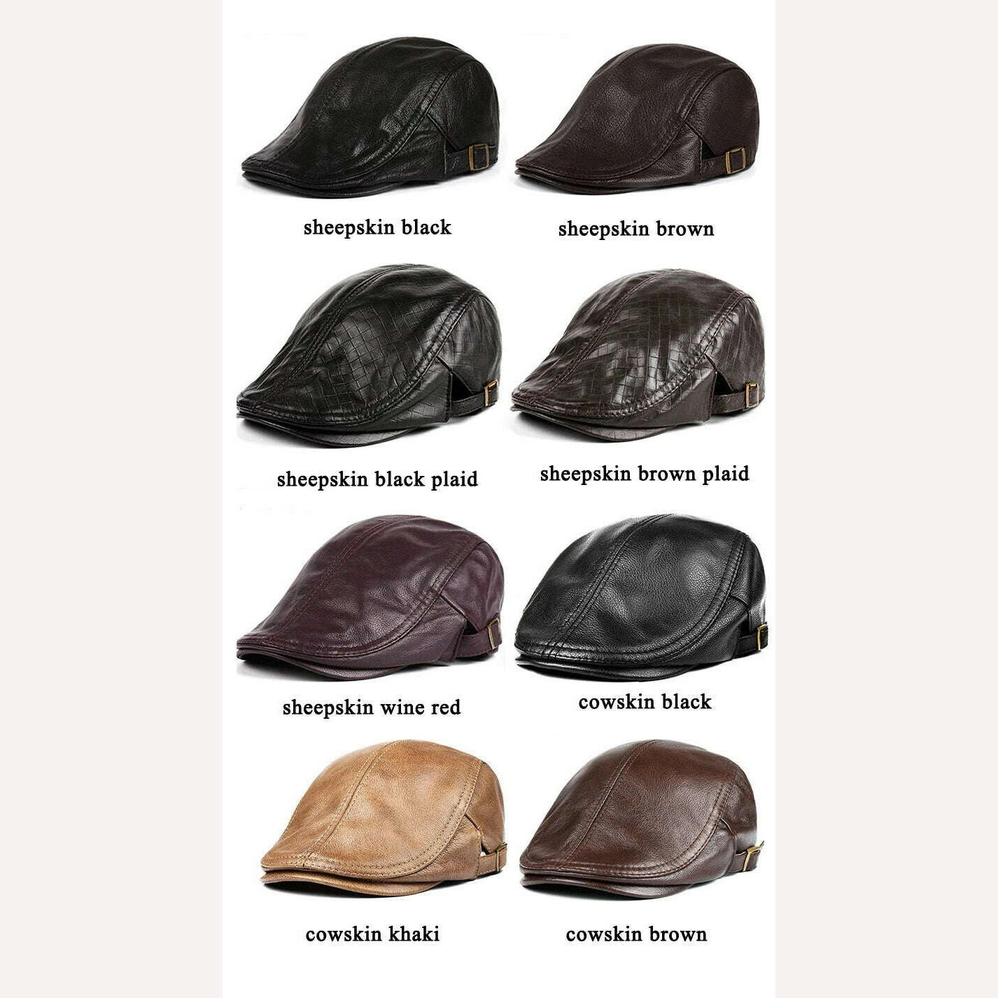 KIMLUD, Hats Men Genuine Leather Beret Male Thin Hats 55-61 cm Adjustable Forward Cap Leisure Duckbill Casquette Golf The Driver, KIMLUD Women's Clothes