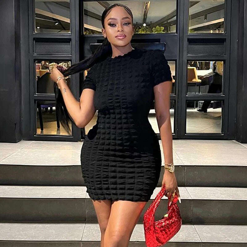 KIMLUD, Hawthaw Women Short Sleeve Party Club Streetwear Bodycon Short Mini Dress 2023 Summer Clothes Wholesale Items For Business, KIMLUD Womens Clothes