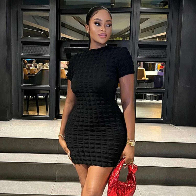 KIMLUD, Hawthaw Women Short Sleeve Party Club Streetwear Bodycon Short Mini Dress 2023 Summer Clothes Wholesale Items For Business, KIMLUD Womens Clothes