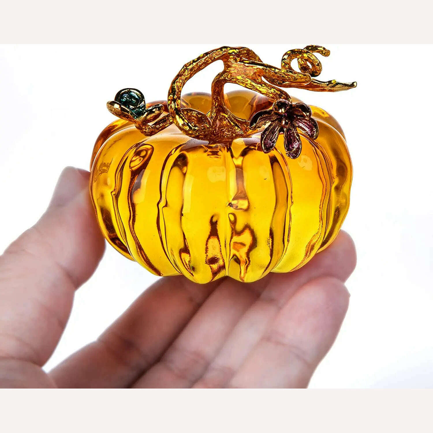 KIMLUD, H&D Hand Blown Glass Pumpkin Figurine Ornament Glass Collectible Figurine, KIMLUD Womens Clothes