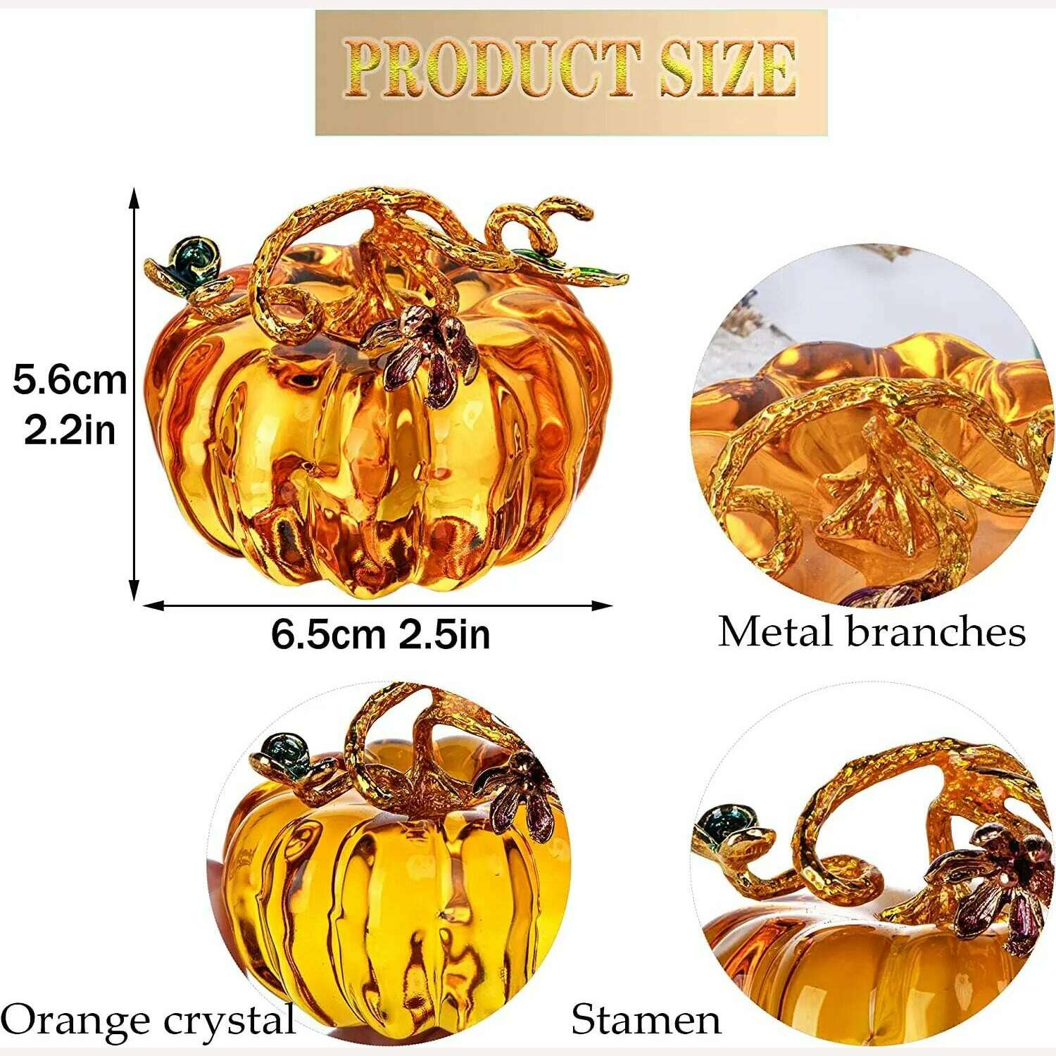 KIMLUD, H&D Hand Blown Glass Pumpkin Figurine Ornament Glass Collectible Figurine, KIMLUD Womens Clothes