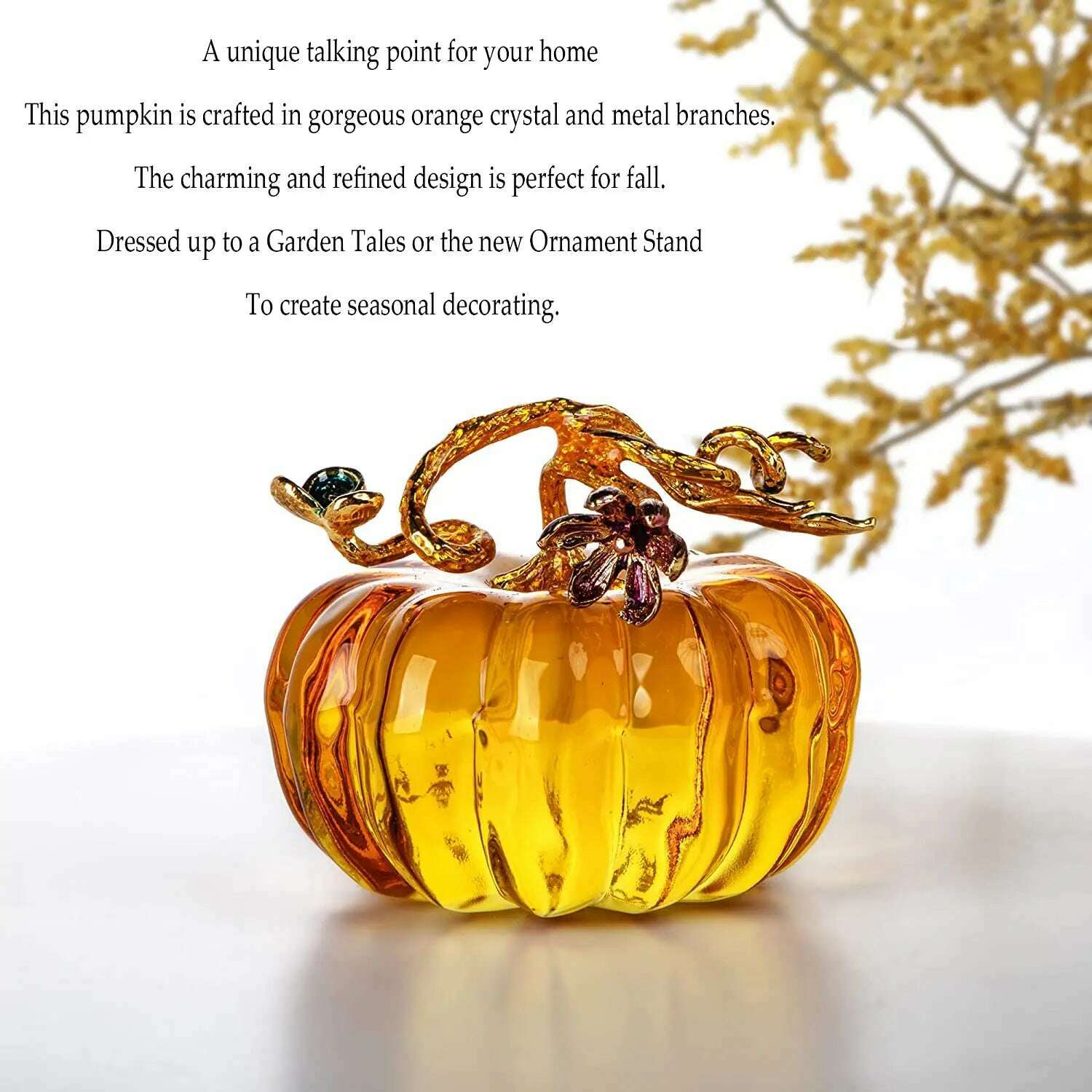 KIMLUD, H&D Hand Blown Glass Pumpkin Figurine Ornament Glass Collectible Figurine, KIMLUD Womens Clothes