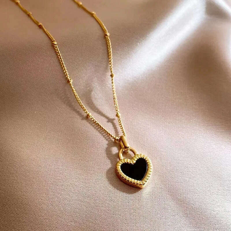 Heart Crystal Pendant Korean Red Heart Necklace Bright red Crystal Heart Charm Necklace Black Leather Rope 18 Inch Long Jewelry - KIMLUD