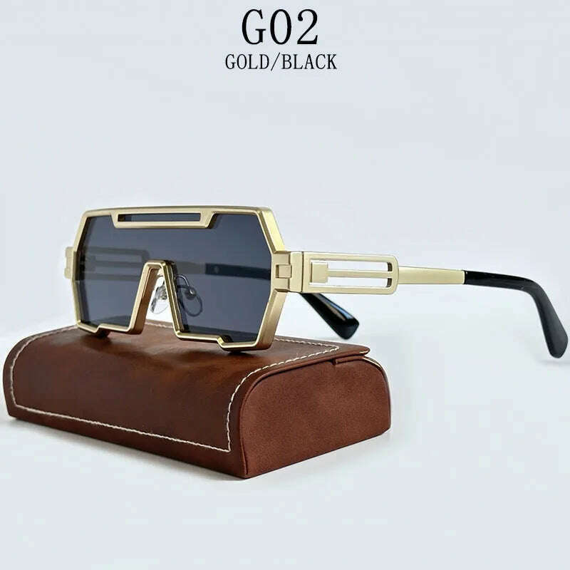 KIMLUD, Heavy Metal Steampunk Sunglasses For Men Square Vintage Punk Fashion Glasses Retro Gafas De Sol Hombre Lunette De Soleil Homme, G02 / CHINA / As The Picture, KIMLUD APPAREL - Womens Clothes