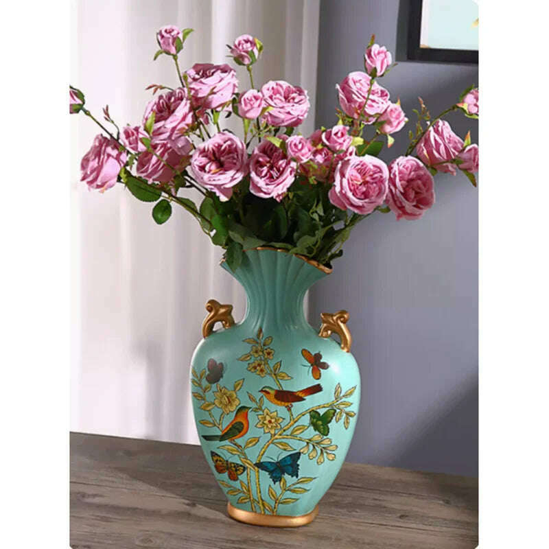 KIMLUD, Height 50cm Retro Style Originality Vase Landing Large Size Flower Arrangement Luxurious Ornaments Home Furnishings Decorate, KIMLUD Womens Clothes
