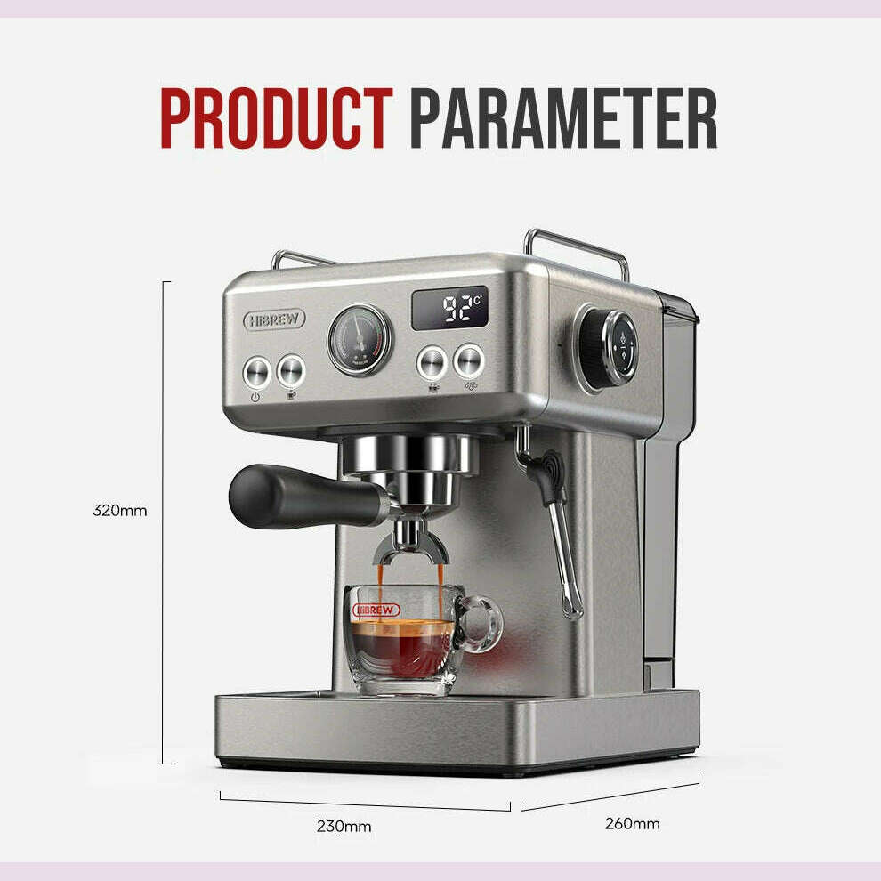 HiBREW 20Bar Semi Automatic Espresso Coffee Machine Temperature Adjustable 58mm Portafilter Cold/Hot Coffee Maker Metal CaseH10A - KIMLUD