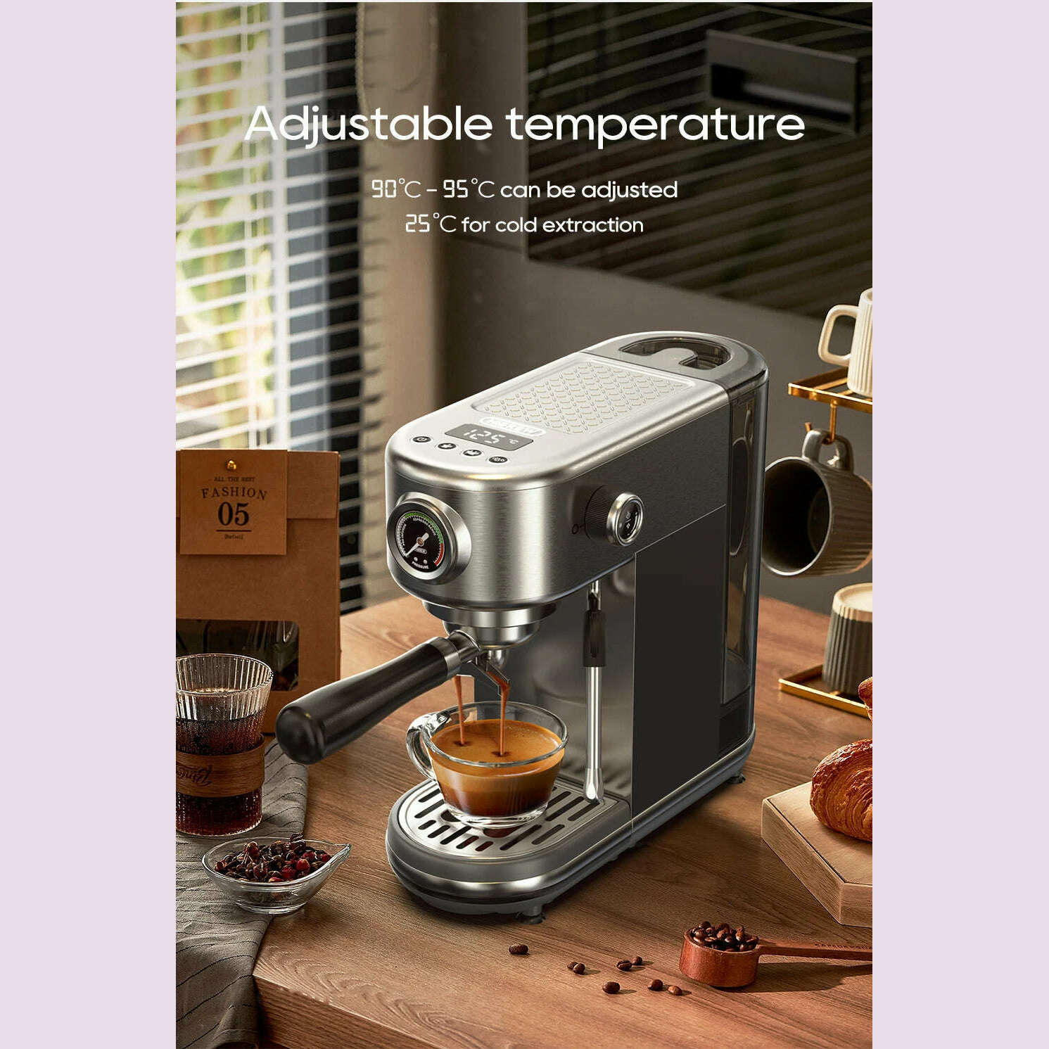 KIMLUD, HiBREW 20Bar Semi Automatic Espresso Coffee Machine Temperature Adjustable Cold/Hot Super Slim Coffee Maker Cappuccino H10B, KIMLUD Womens Clothes