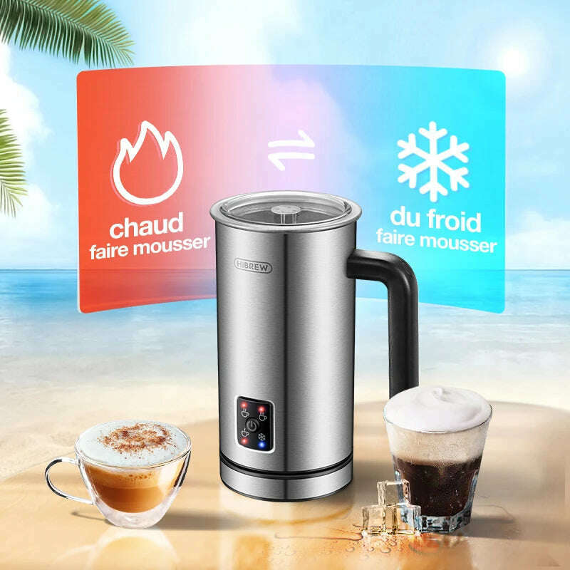 HiBREW 4 in 1 Milk Frother Frothing Foamer Fully automatic Milk Warmer Cold/Hot Latte Cappuccino Chocolate Protein powder M3 - KIMLUD