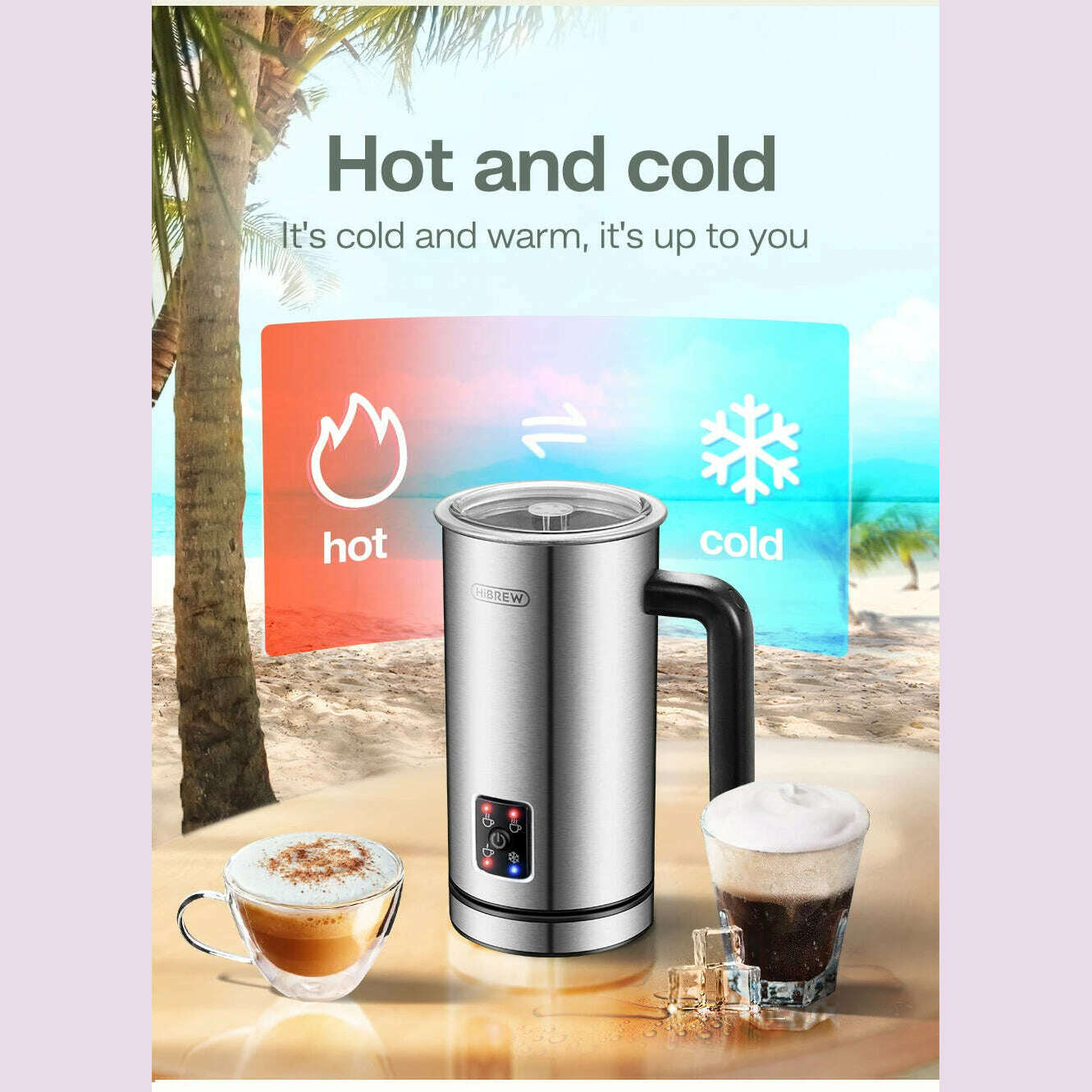 HiBREW 4 in 1 Milk Frother Frothing Foamer Fully automatic Milk Warmer Cold/Hot Latte Cappuccino Chocolate Protein powder M3 - KIMLUD