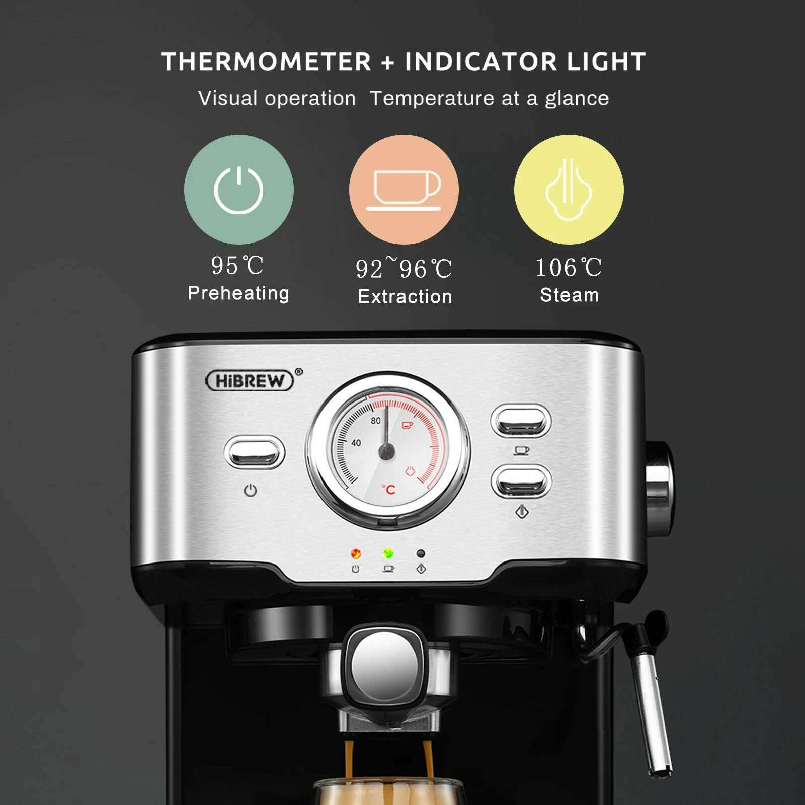 KIMLUD, HiBREW Coffee Machine Cafetera 20 Bar Espresso Inox Semi Automatic Expresso Cappuccino Hot Water Steam Temperature Display H5, KIMLUD Womens Clothes