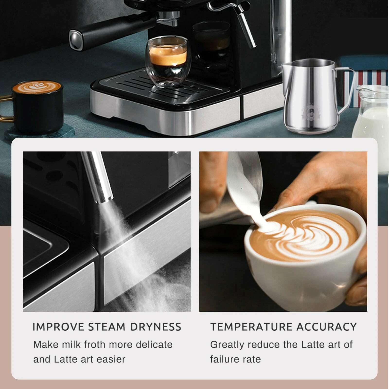 KIMLUD, HiBREW Coffee Machine Cafetera 20 Bar Espresso Inox Semi Automatic Expresso Cappuccino Hot Water Steam Temperature Display H5, KIMLUD Womens Clothes