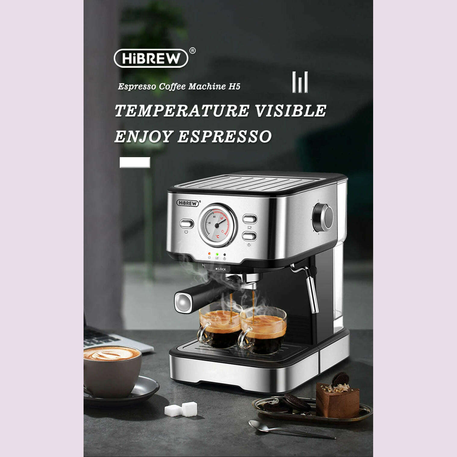 KIMLUD, HiBREW Coffee Machine Cafetera 20 Bar Espresso Inox Semi Automatic Expresso Cappuccino Hot Water Steam Temperature Display H5, KIMLUD Womens Clothes