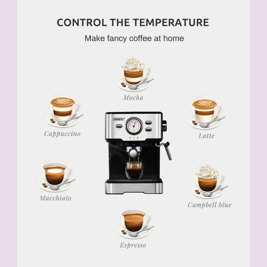 KIMLUD, HiBREW Coffee Machine Cafetera 20 Bar Espresso Inox Semi Automatic Expresso Cappuccino Hot Water Steam Temperature Display H5, KIMLUD Womens Clothes