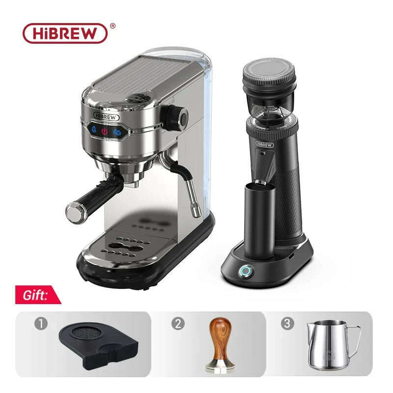 KIMLUD, HiBREW Coffee Maker Cafetera 20 Bar Inox Semi Automatic Super Slim ESE POD& Powder Espresso Cappuccino Machine Hot Water H11, H11G5 Jug Mat Tamper / United States / us, KIMLUD APPAREL - Womens Clothes