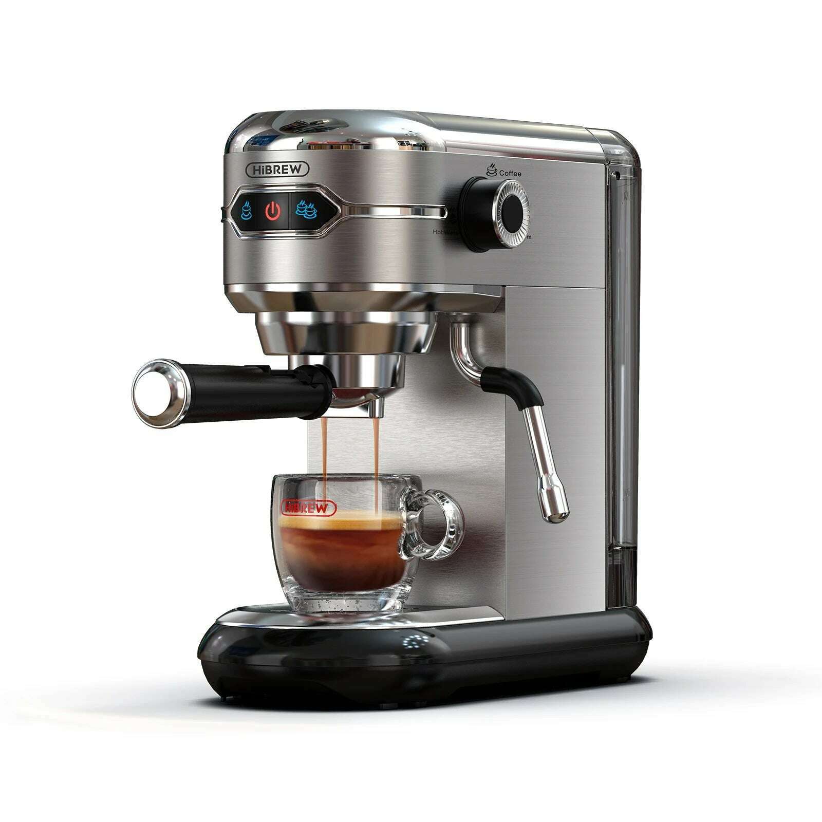 HiBREW Coffee Maker Cafetera 20 Bar Inox Semi Automatic Super Slim ESE POD & Powder Espresso Machine Hot Water H11 - KIMLUD