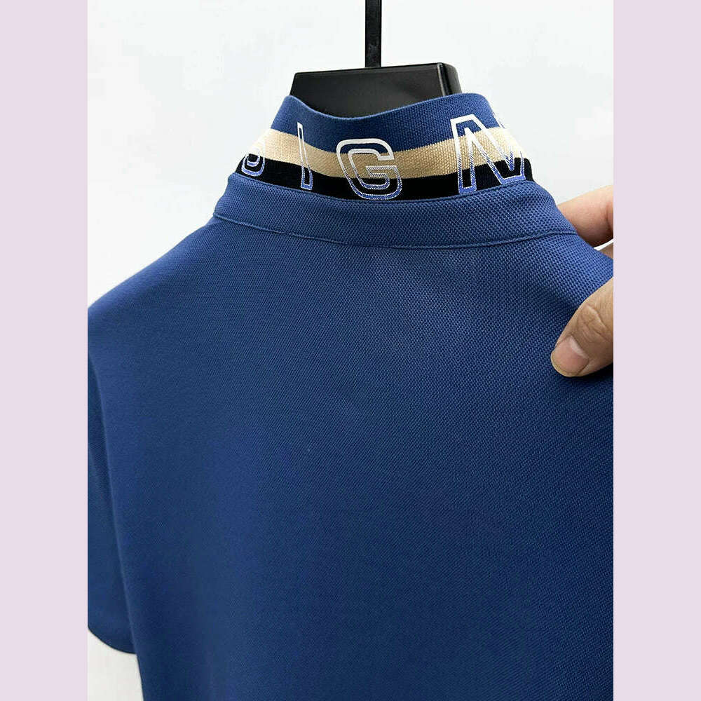 KIMLUD, High End Luxury Brand Designer Embroidered Men's Polo Short Sleeved Summer Cotton Loose Casual Business Lapel Korean New Top, KIMLUD Womens Clothes