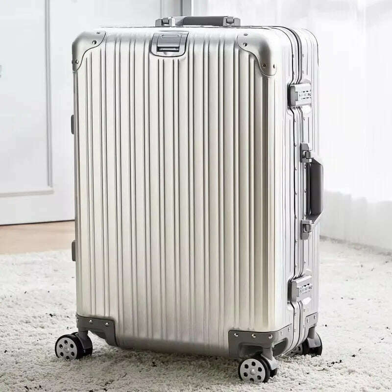 KIMLUD, High Quality 100% Aluminum-magnesium alloy material 20/24/26/29 size travel Luggage Spinner brand Travel Suitcase, KIMLUD Womens Clothes
