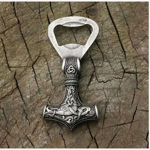KIMLUD, high quality 316 stainless steel Bottle opener viking  pendant thor's hammer mjolnir Bottle opener norse beer tool, Antique Silver Plated, KIMLUD Womens Clothes
