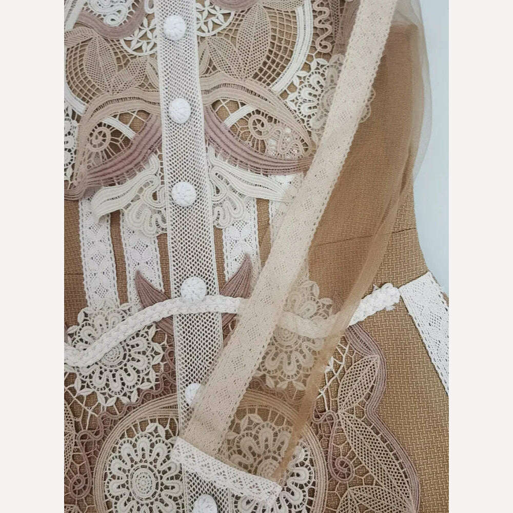 KIMLUD, High-Quality Fashion Luxury Design Runway Dress Women's Mesh Long Sleeve Elegant Vintage Lace Patchwork Dresses Vestidos, KIMLUD Womens Clothes