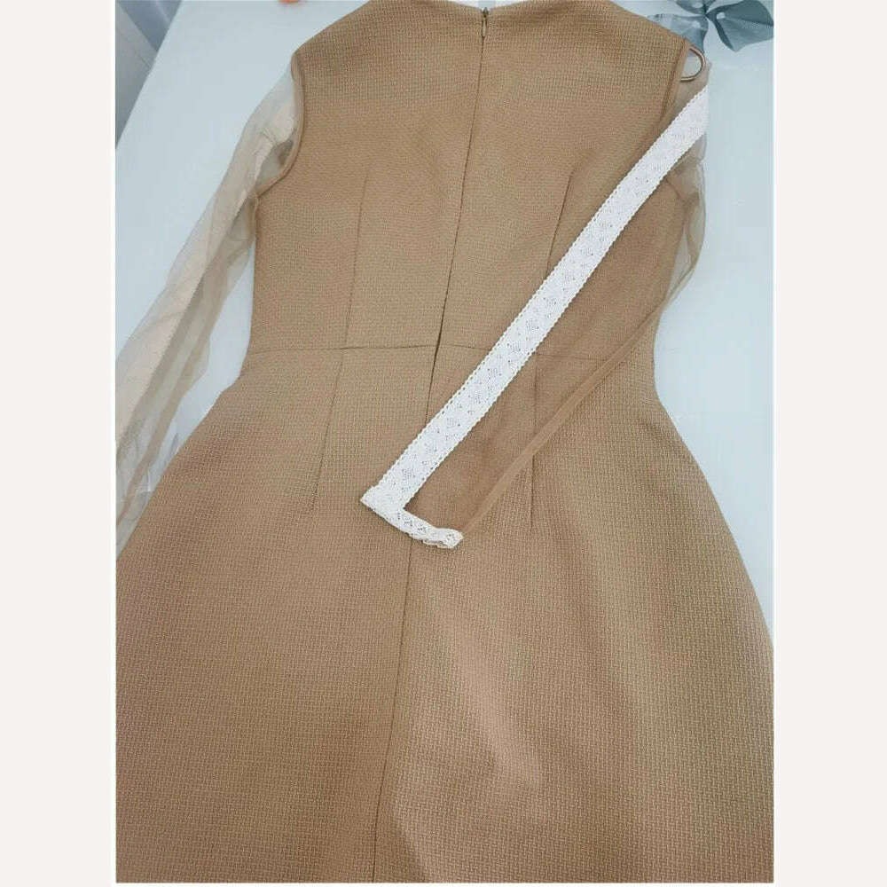 KIMLUD, High-Quality Fashion Luxury Design Runway Dress Women's Mesh Long Sleeve Elegant Vintage Lace Patchwork Dresses Vestidos, KIMLUD Womens Clothes