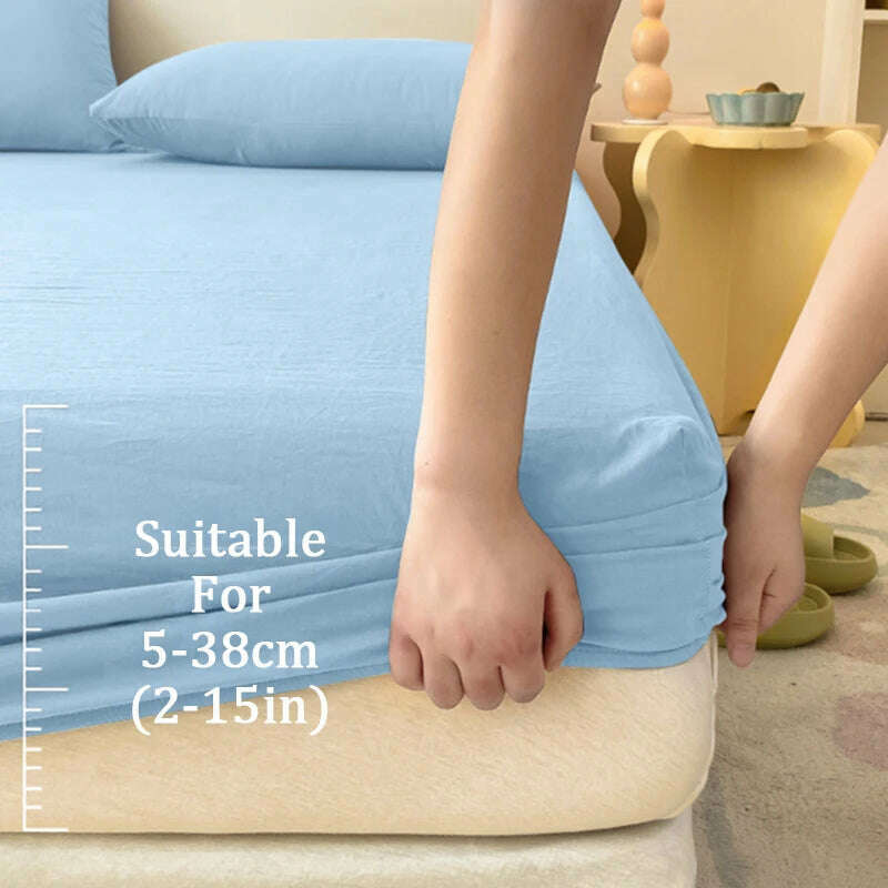 KIMLUD, High Quality Fitted Sheet Single Double King Queen Size Mattress Cover With Elastic Band Bed Sheet 90/120/150/180 Fit Sheet, KIMLUD Womens Clothes