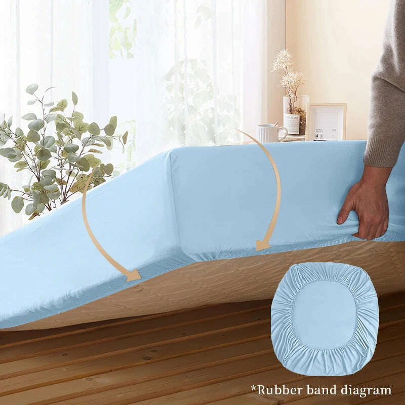 KIMLUD, High Quality Fitted Sheet Single Double King Queen Size Mattress Cover With Elastic Band Bed Sheet 90/120/150/180 Fit Sheet, KIMLUD Womens Clothes