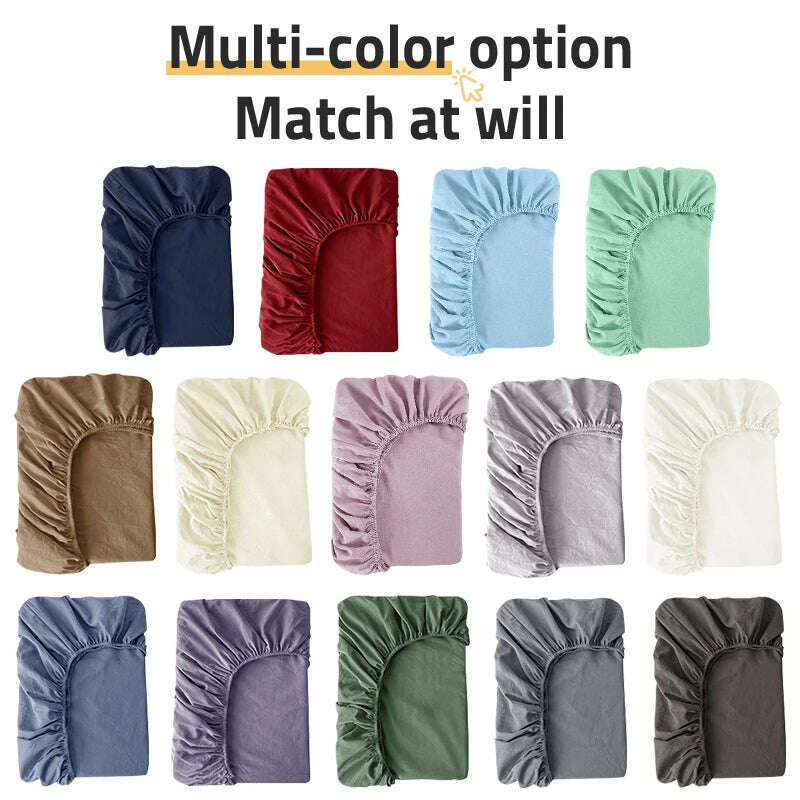 KIMLUD, High Quality Fitted Sheet Single Double King Queen Size Mattress Cover With Elastic Band Bed Sheet 90/120/150/180 Fit Sheet, KIMLUD Womens Clothes