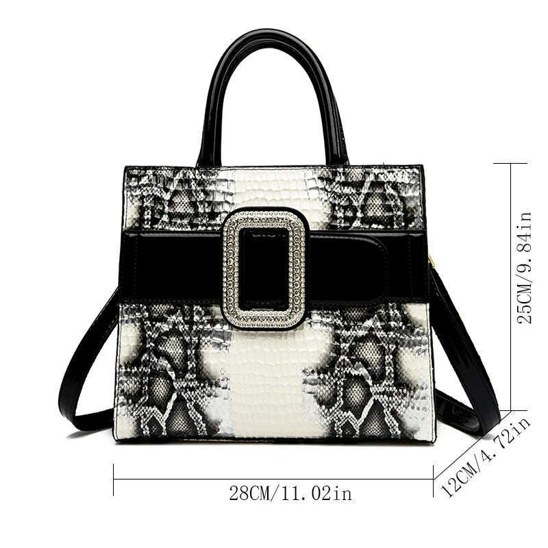 High Quality Leather Crocodile Pattern Snake Skin Fashionable and Trendy Personalized and Versatile One Shoulder Bag for Women, KIMLUD Women's Clothes