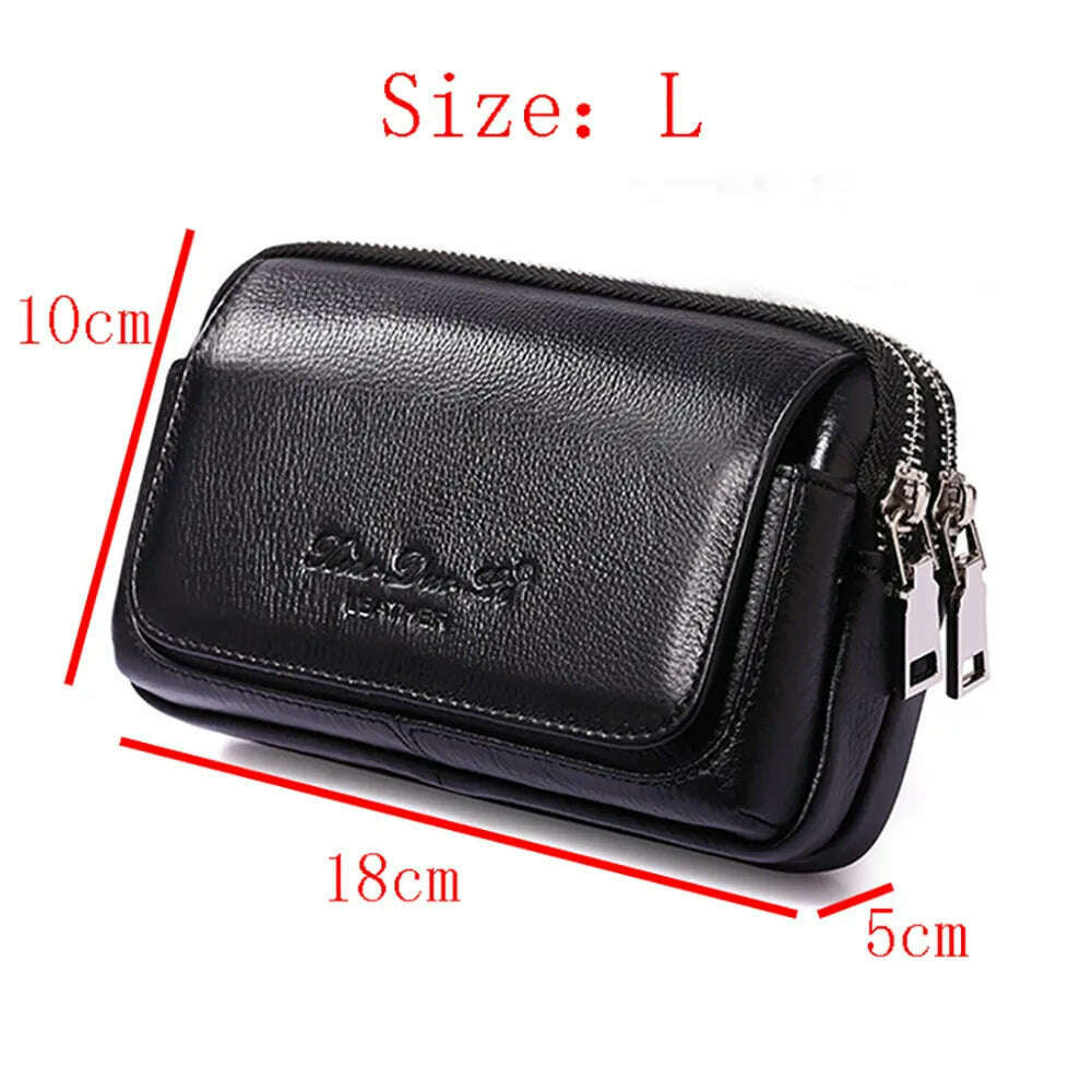 KIMLUD, High Quality Men Genuine Leather Waist Pack Bag Coin Cigarette Purse Pocket Pouch Belt Bum Cell/Mobile Phone Case Fanny Bags, KIMLUD Womens Clothes