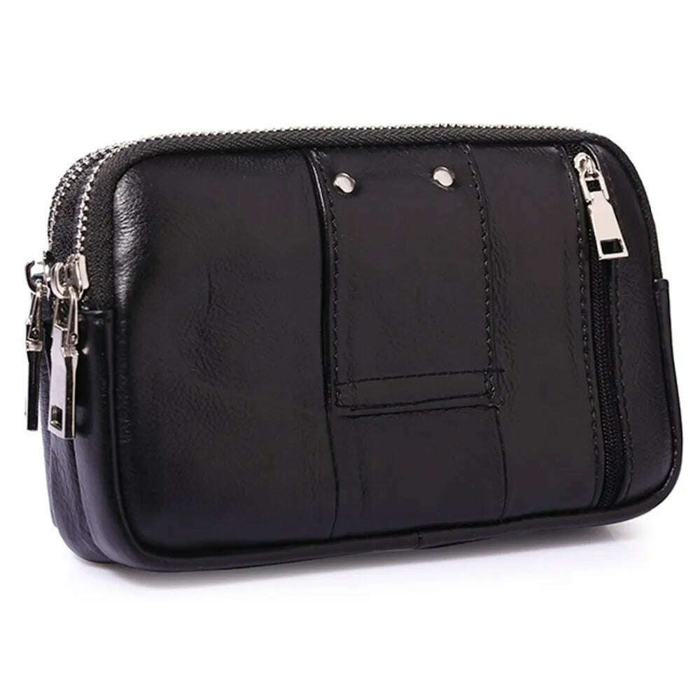 KIMLUD, High Quality Men Genuine Leather Waist Pack Bag Coin Cigarette Purse Pocket Pouch Belt Bum Cell/Mobile Phone Case Fanny Bags, KIMLUD Women's Clothes