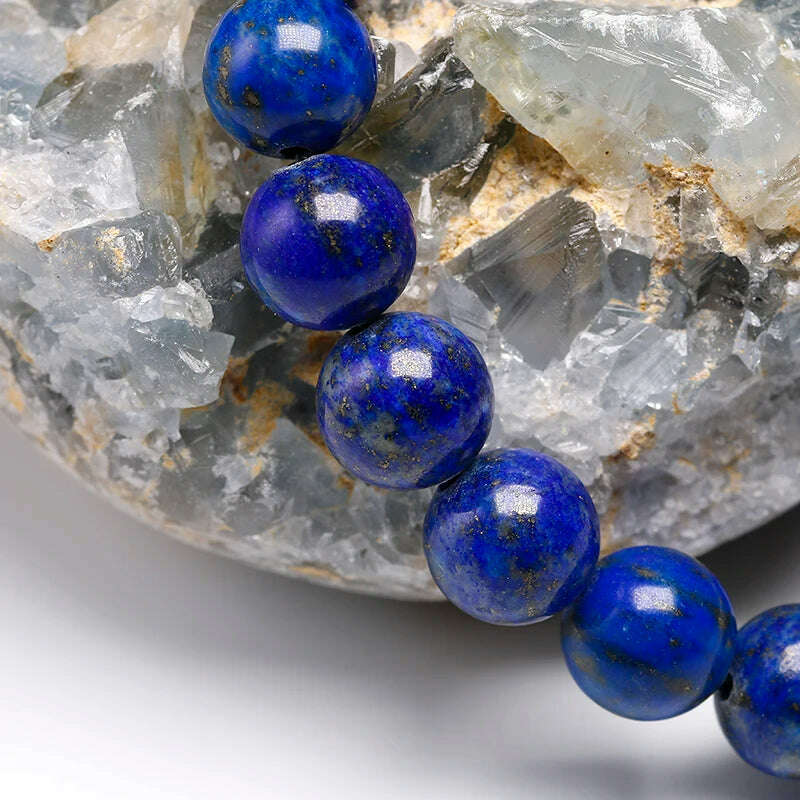 KIMLUD, High Quality Natural Lapis Lazuli Blue Stone Beads Bracelets for Women Men Stretch Bracelet Couple Yoga Jewelry Female male Gift, KIMLUD Women's Clothes
