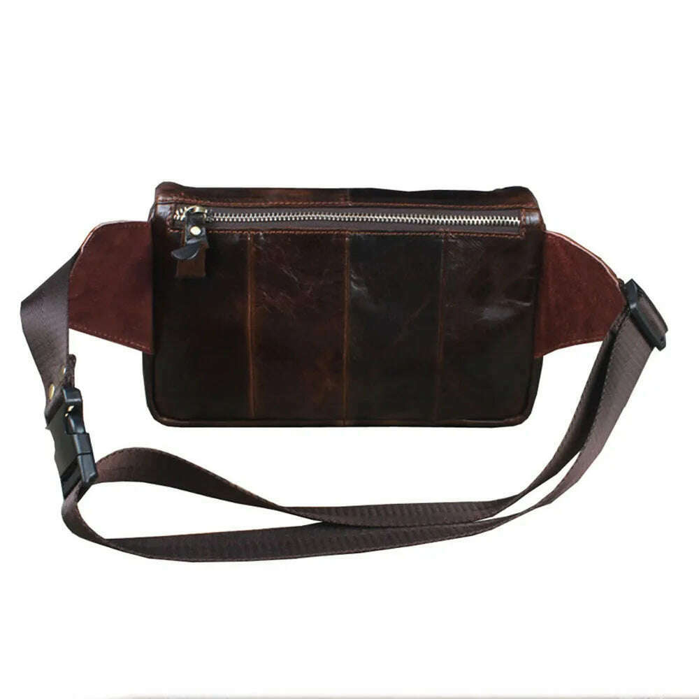 KIMLUD, High Quality Real Cowhide Hip Fanny Belt Pack Pouch Single Shoulder Cross Body Bags Men Genuine Leather Bum Waist Chest Bags, KIMLUD Women's Clothes