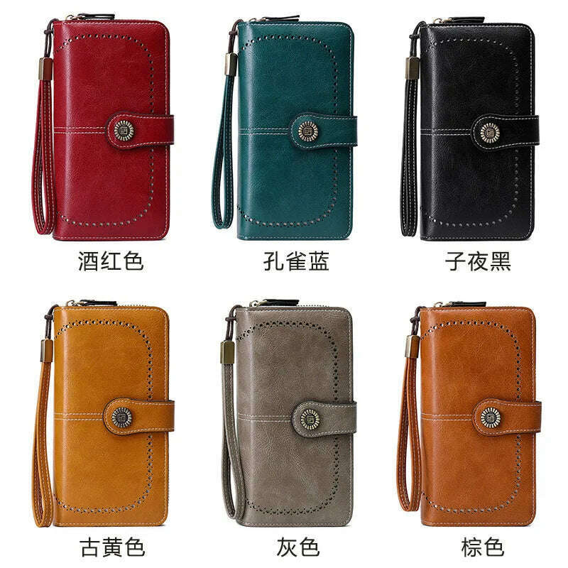 KIMLUD, High Quality Women Wallet RFID Anti-theft Leather Wallets For Woman Long Zipper Large Ladies Clutch Bag Female Purse Card Holder, KIMLUD Womens Clothes