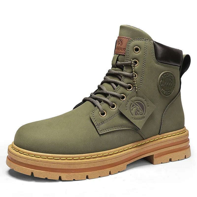 KIMLUD, High Top Boots Men Leather Shoes Fashion Motorcycle Ankle Military Boots For Men Winter Boots Man Shoes Lace-Up Botas Hombre, green    0229 / 39, KIMLUD Womens Clothes