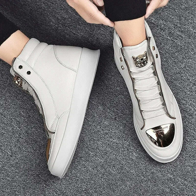 KIMLUD, High Top Casual Shoes Men Sneakers 2024 Fashion Skateboard Shoes Leopard Platform Shoe Sport Training Shoes Men's Ankle Boots, KIMLUD Womens Clothes