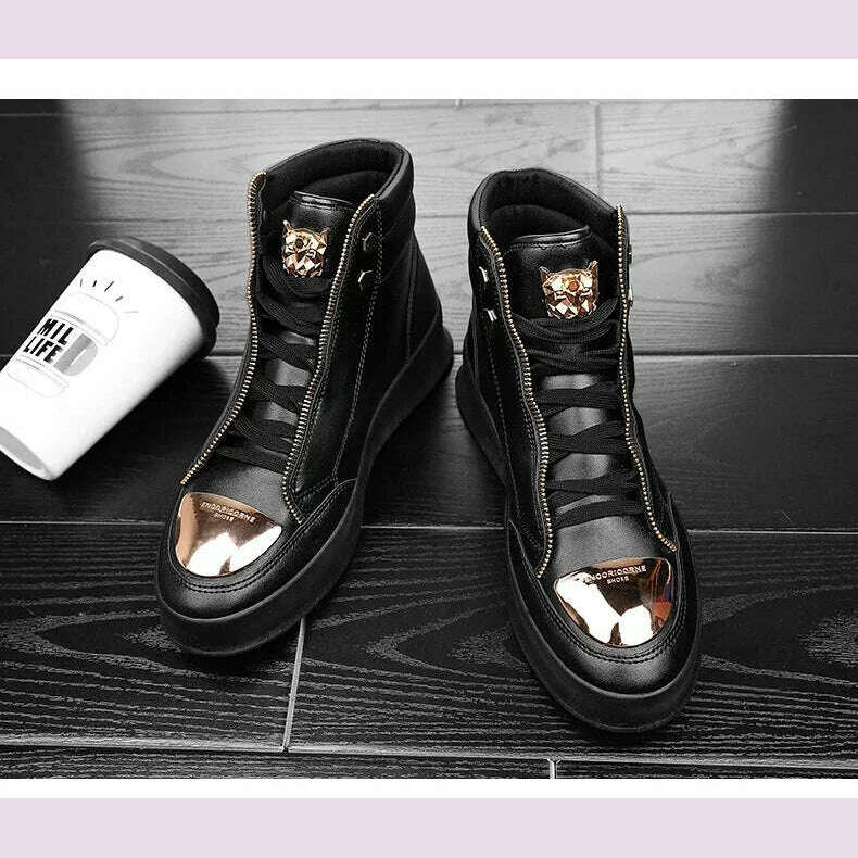 KIMLUD, High Top Casual Shoes Men Sneakers 2024 Fashion Skateboard Shoes Leopard Platform Shoe Sport Training Shoes Men's Ankle Boots, KIMLUD Womens Clothes