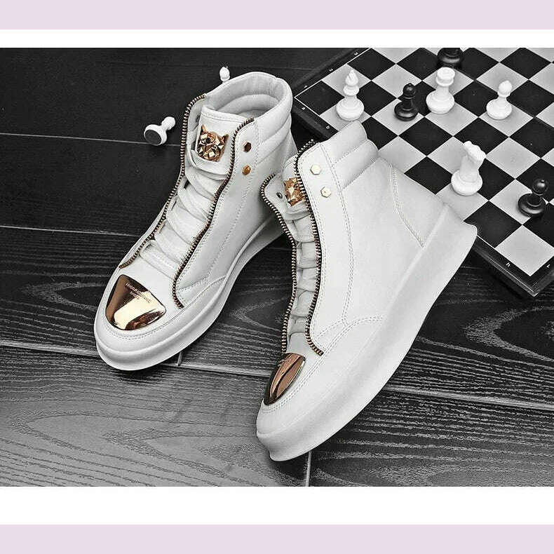 KIMLUD, High Top Casual Shoes Men Sneakers 2024 Fashion Skateboard Shoes Leopard Platform Shoe Sport Training Shoes Men's Ankle Boots, KIMLUD Womens Clothes