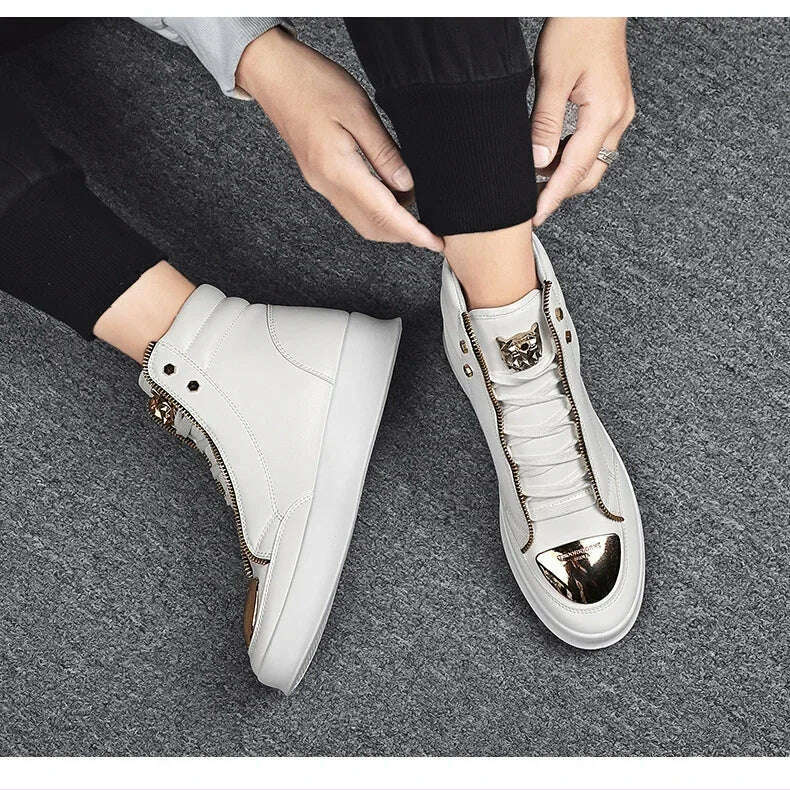 KIMLUD, High Top Casual Shoes Men Sneakers 2024 Fashion Skateboard Shoes Leopard Platform Shoe Sport Training Shoes Men's Ankle Boots, KIMLUD Womens Clothes