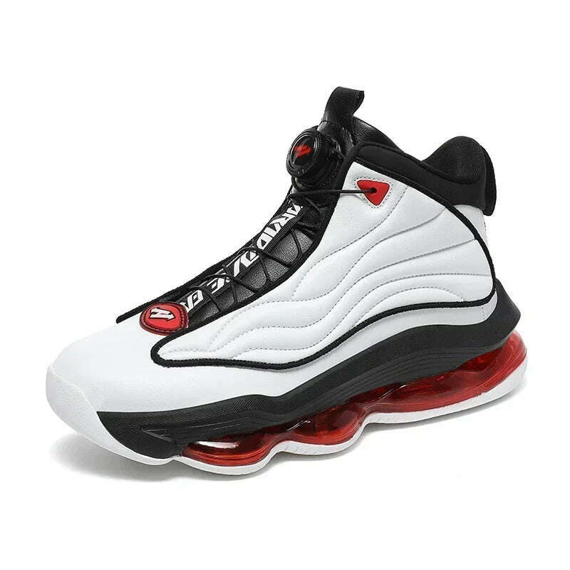 KIMLUD, High-top Men's Basketball Shoes High Quality Sneakers Fashion High Street Sports Shoes  Air Cushioning Basketball Training Shoes, white red / 42, KIMLUD APPAREL - Womens Clothes