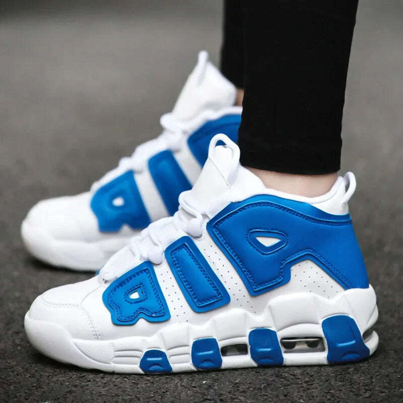 KIMLUD, High Top Running Shoes 2023 Men Sneakers AIR Casual Sprots Basketball Shoes Field Fashion Couple Tennis Shoes for Men and Women, white blue / 39, KIMLUD APPAREL - Womens Clothes