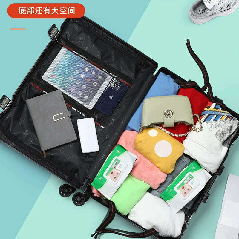 KIMLUD, High-value student rolling luggage men women fashion new trolley suitcase carry on large-capacity silent travel boarding case, KIMLUD Womens Clothes