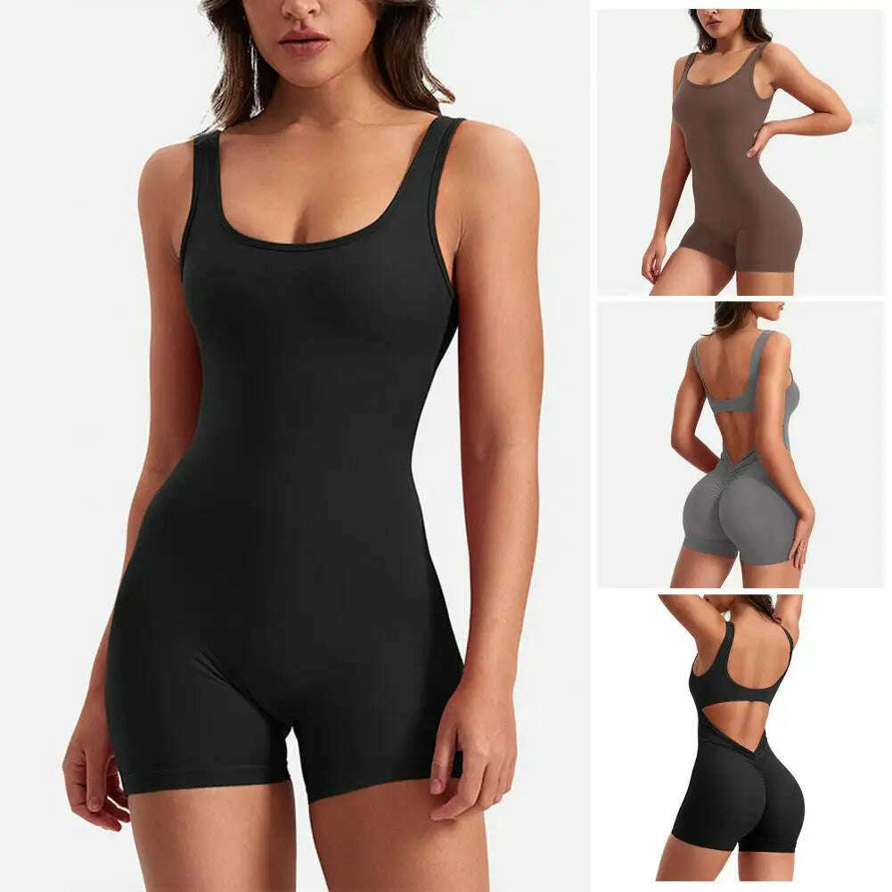 KIMLUD, High Waist Rompers Women's Yoga Rompers Breathable U Neck Sleeveless Gym Wear with Tummy Control Butt Lifting Features Women, KIMLUD Womens Clothes