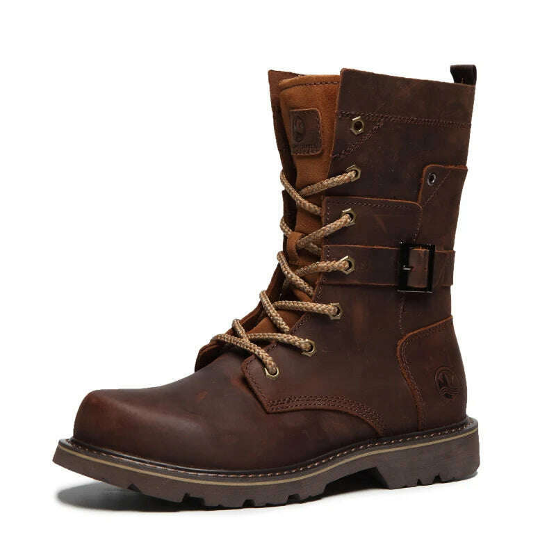 Hiking shoes Men Hunting Boots Tactical shoes Desert Combat Ankle Waterproof sneakers Leather Snow walking high-top Women&#39;s shoe - KIMLUD