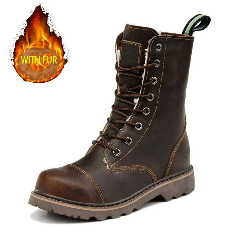 Hiking shoes Men Hunting Boots Tactical shoes Desert Combat Ankle Waterproof sneakers Leather Snow walking high-top Women&#39;s shoe - KIMLUD
