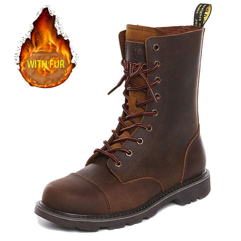 Hiking shoes Men Hunting Boots Tactical shoes Desert Combat Ankle Waterproof sneakers Leather Snow walking high-top Women&#39;s shoe - KIMLUD