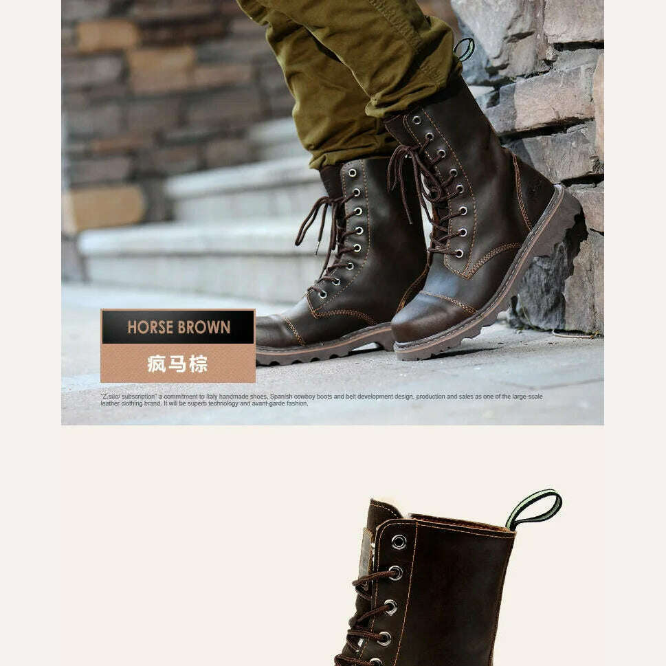 Hiking shoes Men Hunting Boots Tactical shoes Desert Combat Ankle Waterproof sneakers Leather Snow walking high-top Women&#39;s shoe - KIMLUD