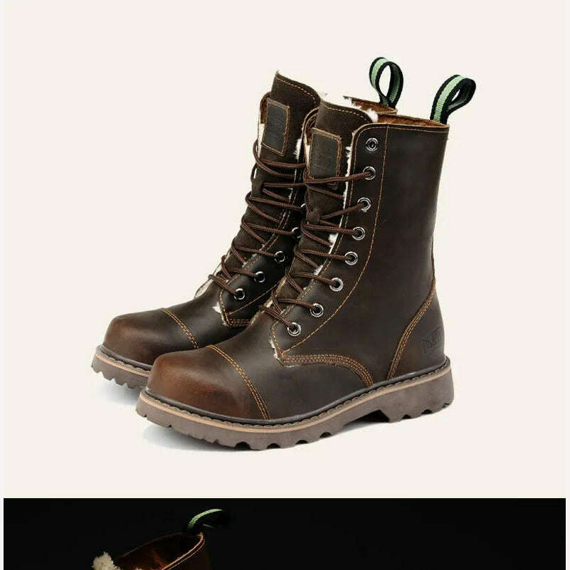 Hiking shoes Men Hunting Boots Tactical shoes Desert Combat Ankle Waterproof sneakers Leather Snow walking high-top Women&#39;s shoe - KIMLUD
