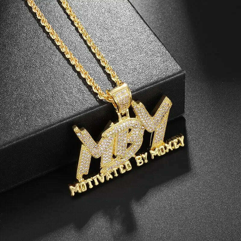 Hip Hop Ice Out Alphabet Savage Pendant Necklace Cool Men Women Hip Hop Rock Rap Jewelry Gifts - KIMLUD